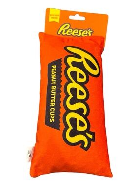 Reese's Orange Logo Plush Squeaker Dog Toy